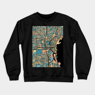 Milwaukee Map Pattern in Mid Century Pastel Crewneck Sweatshirt